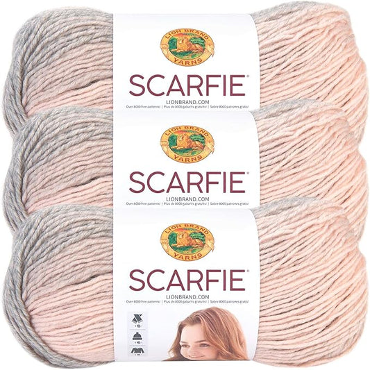 (3 Pack) Lion Brand Yarn Scarfie Bulky Yarn, Pink/Silver