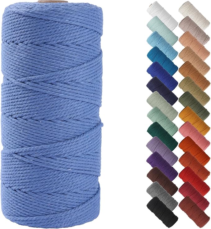 NOANTA Ocean Macrame Cord 2mm x 220yards, Colored Macrame Rope, Cotton Rope Macrame Yarn, Colorful Cotton Craft Cord for Wall Hanging, Plant Hangers, Crafts, Knitting