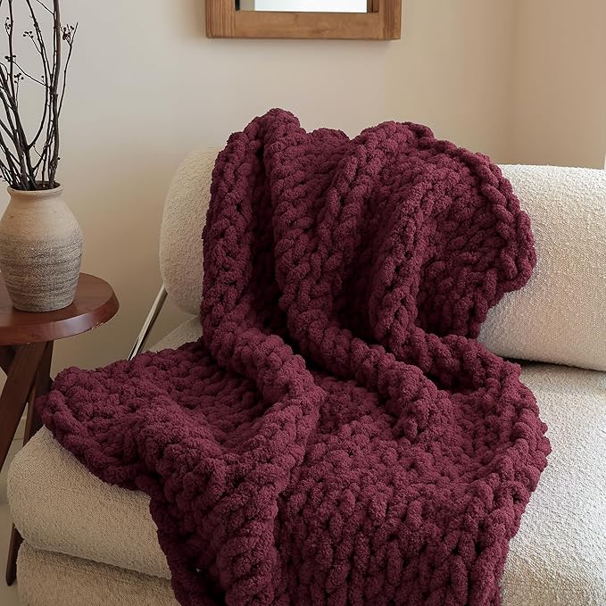 Jumbo Chenille Chunky Yarn for Crocheting - Super Bulky Fluffy Chunky Yarn for Hand Knitting - Extra Thick Soft Blanket Big Yarn 12 Jumbo Pack (27yds,8 oz Each Skein)