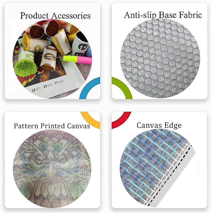 Latch Hook Rug Kits for Adults, Colorful Owl with Preprinted Canvas Pattern DIY Carpet Tapestry Rug Cushion Yarn Needlepoint, 22.5X33.5Inch / 58X85cm
