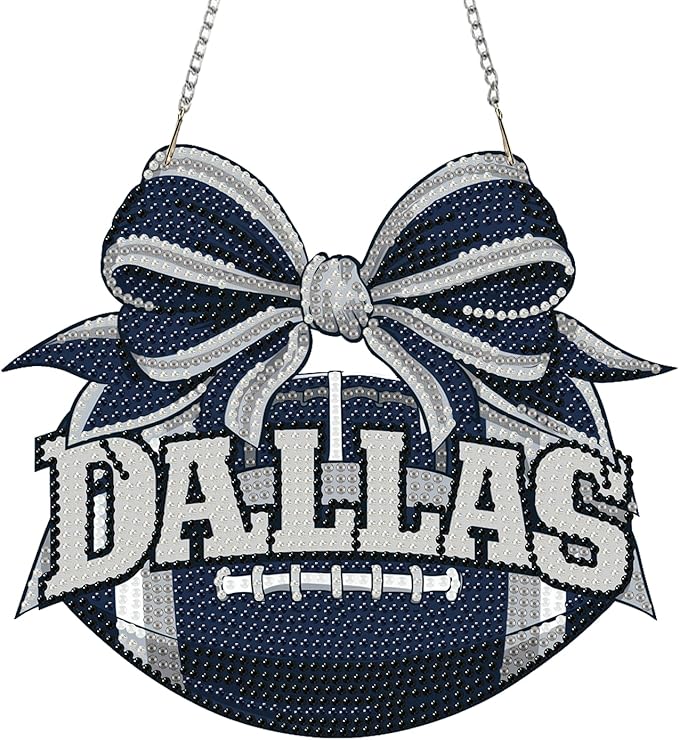 Rertcioph Football Diamond Art Hanging Kit for Adults, DIY Acrylic 5D Diamond Painting Hanging Ornament for Dallas Home Wall Decor and Gift