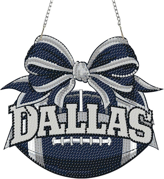 Rertcioph Football Diamond Art Hanging Kit for Adults, DIY Acrylic 5D Diamond Painting Hanging Ornament for Dallas Home Wall Decor and Gift