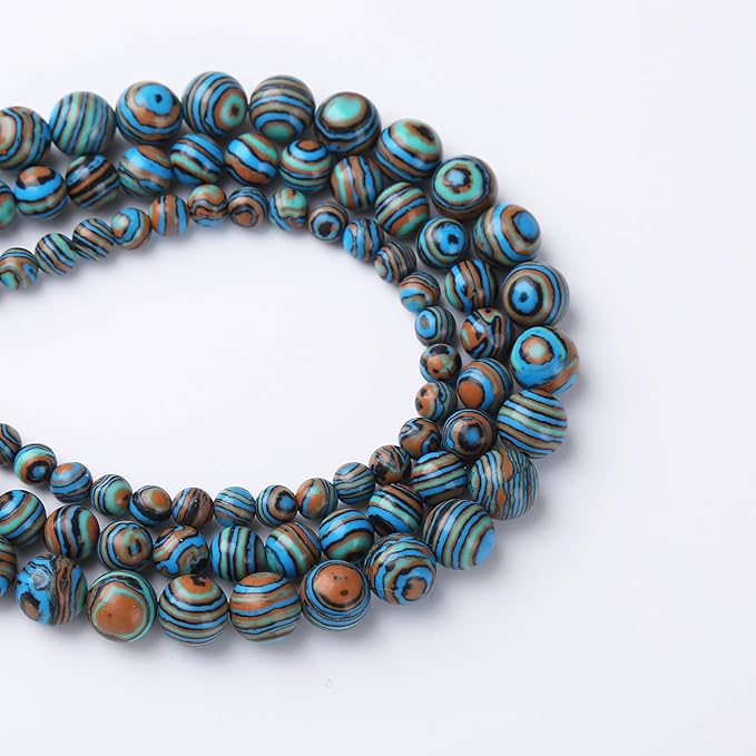 Blue Peacock Turquoise Stone Beads for Jewelry Making Gemstone Round Crystal Bracelet Necklace 1 Strand 15.5inch 35PCS 10MM
