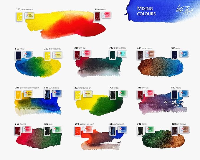 White Nights Professional Watercolor Set – 12 Full Pans of Extra Fine Artist-Grade Pigments, Vibrant Lightfast Colors, Portable Durable Plastic Box by Nevskaya Palitra