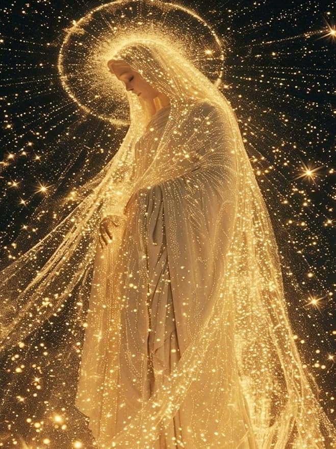 BYGFHLYW 5D Diamond Painting Kits for Adults Beginner, Virgin Mary Diamond Art Kits for Adults, Full Drill Round Gem Art Paint by Diamonds Dots Crafts Kits for Home Wall Decor 12x16inch