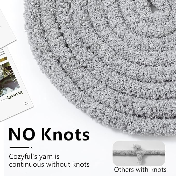 Chunky Yarn for Hand Knitting - #10 Chunky Chenille Yarn, Jumbo Big Thick Chunky Yarns for Crocheting, Super Bulky Chunky Knit Blanket Yarns, 8 Skein (25 yds 8 oz Each Skein), Light Grey