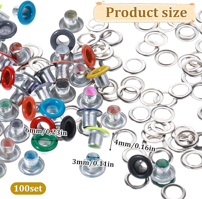 JIYIN 210 Set Metal Eyelets for Paper Crafts, 3mm Colorful Eyelets and Grommets Kit Metal Round Eyelets Leather Rivet Accessories for Fabric Canvas Bag Shoes Clothing Scrapbooking Card Making