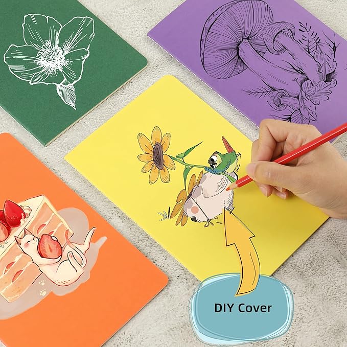 labkiss 24 pack college ruled notebook & journal bulk, multi cover, line thick paper, a5 size, 5.5x8.3 inch, 60 page, small subject composition note pad set for women men kids traveler student office