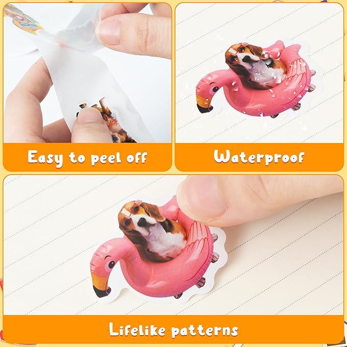 h1vojoxo summer dogs sticker rolls - 1000pcs hawaii dog stickers for kids 16 designs waterproof beach dogs stickers for water bottles laptop scrapbook crafts envelopes gifts cute sticker for dog lover