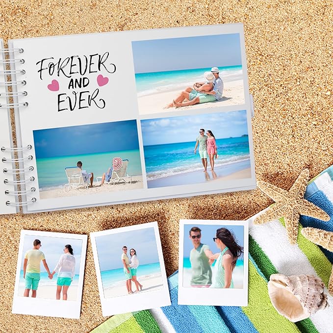 EVNEED Scrapbook Photo Album,Wedding Guest Book Anniversary Memory Scrapbooking for Craft Paper DIY Gifts (White)