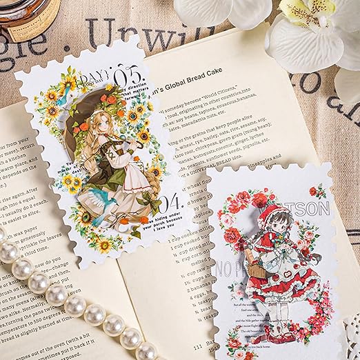 PET Tape Stickers for Journaling 6 Rolls Pre-Cut Flower Washi Tape Stickers Decorative Tape for Crafts Scrapbooking Junk Journal Supplies, Wreath of Letters