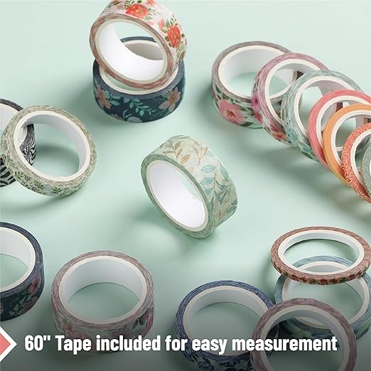 Mr. Pen- Washi Tape Set, 21 Rolls, Assorted Size, Floral Vintage, Washi Tape for Journaling