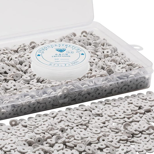 4000 Pcs Clay Beads for Bracelets Making, Polymer Spacer Flat DIY for Jewelry Necklace Earring Making Kit, Preppy Aesthetic Heishi Heshie Thin Disk Beads Assortments Set 4 6 8MM (GY-10-17, 6MM)