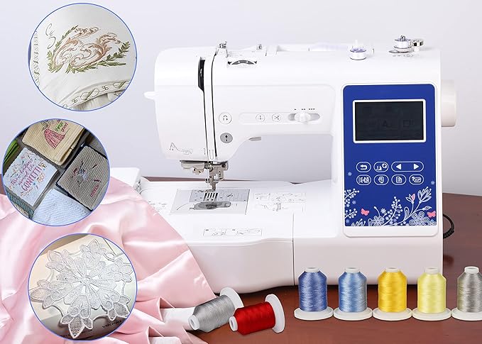 Simthread Embroidery Thread with Storage Box - 12 Options - 800 Yards/Spools, 9 Turquoise and Mint Green Colors for Embroidery and Sewing Machine