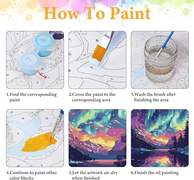 Paint by Numbers Kit for Adults Beginner Starry Sky, Adult Paint by Number Kits on Canvas, Aurora DIY Acrylic Oil Painting by Numbers for Adults, Perfect for Home Wall Decor 16X20 Inch