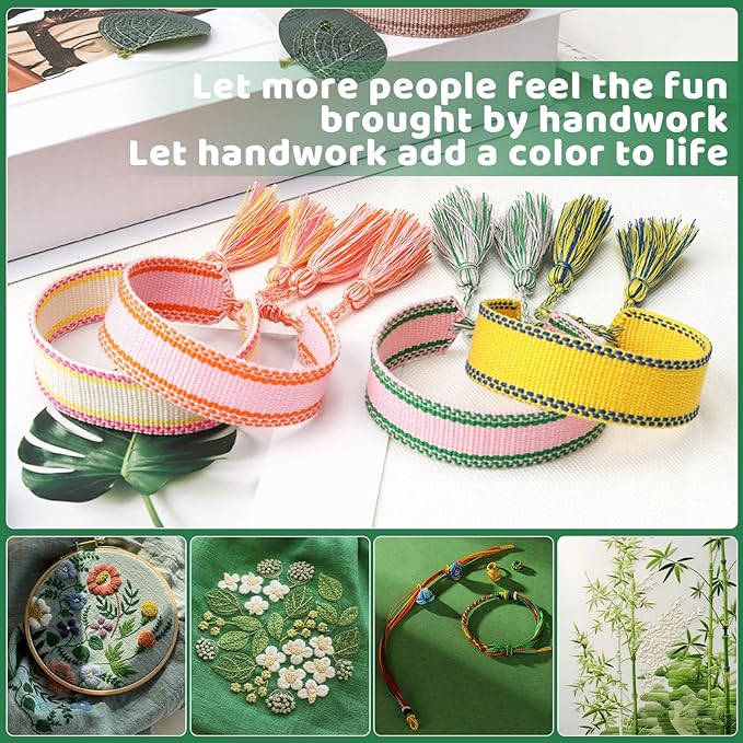 24 Skeins Green Embroidery Floss, Embroidery Thread, Friendship Bracelet String with Floss Bobbins, Cross Stitch for DIY Making, Embroidery Crafts