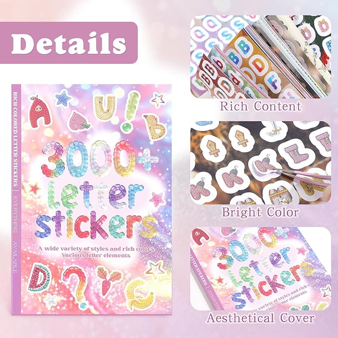 Washi Stickers for Journaling, Boho Stickers Abstract Aesthetic Stickers Vintage Scrapbook Sticker Set for Bullet Art Diary Card Craft Gifts Planner Notebook (Letter Sticker Style 3)