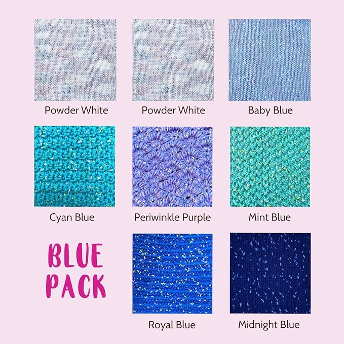 Tweed Twinkles Soft Baby Yarn for Crocheting, 8-Pack (696Yds / 400G), Free Patterns - Acrylic Baby Blanket Knitting Yarn with Flecks - Size 3 DK Light Worsted Weight - Blue Pack