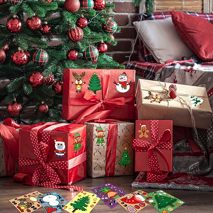 smilinfit christmas stickers for kids, 36 sheets make your own christmas crafts party favors for kids boys girls, holiday stickers party games activities goody bag stuffers gifts
