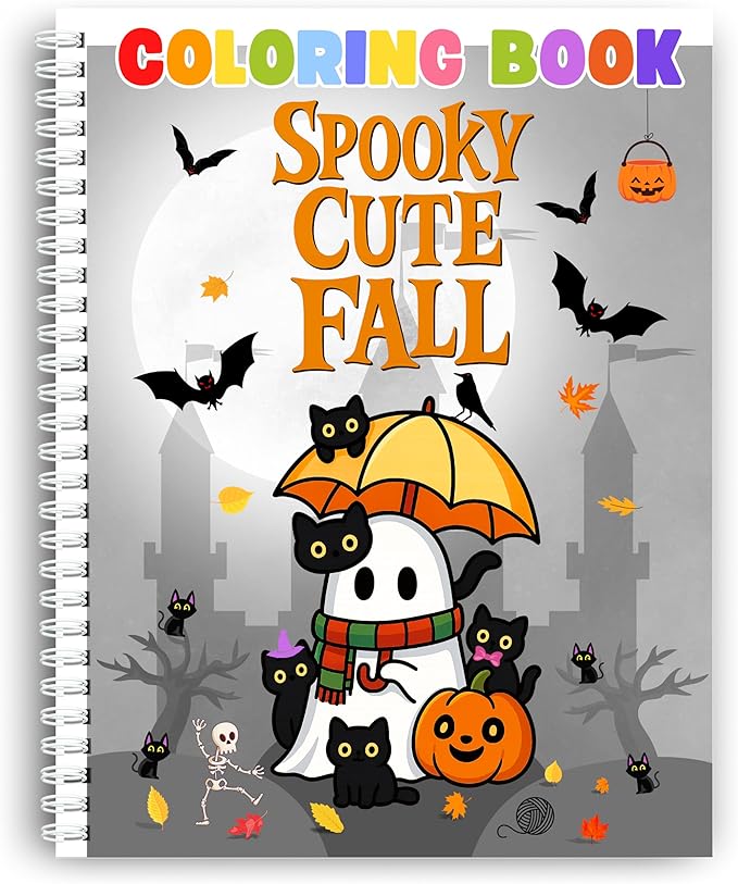 Spooky Cute Fall Coloring Book for Toddlers Ages 3+ – Halloween Pages with Pumpkins, Ghosts, and Bats – 199 GSM Paper – Spiral Bound – 8.5x11 in (Spooky Cute Fall, 8.5 x 11)