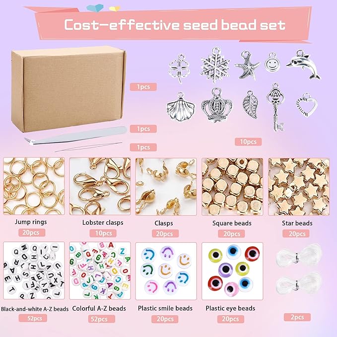 greentime 49000pcs 2mm seed beads 92 colors small beads kit bracelet beads with pendant charms kit and letter beads for bracelets necklace ring making, diy, art and craft