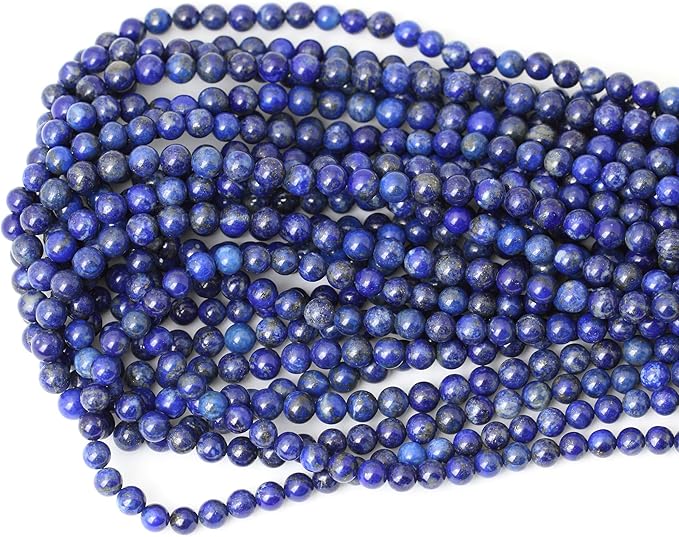 cheavian 60pcs 6mm natural lapis lazuli gemstone round loose beads for jewelry making diy findings 1 strand 15"