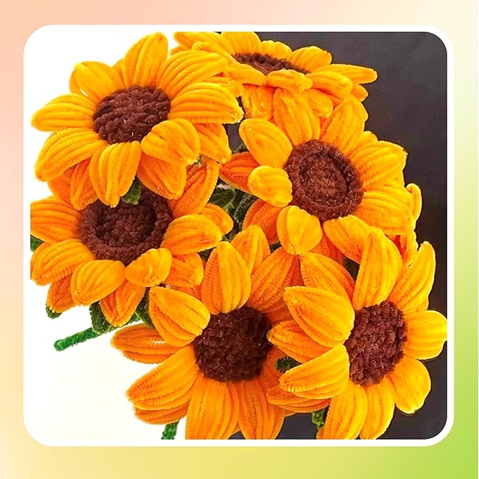 300 Pcs Thick Pipe Cleaners,Craft Supplies Floral Bonquet,DIY Flower Making Kit for Starter with Floral Wires, Gardening Tape,Stamen (Brown+Gold+Green)