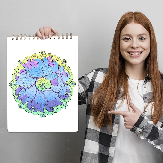 Mandala Coloring Book for Adults - 9" x 12" Coloring Book Spiral Bound, 50 Hand Drawn Mandalas Patterns for Relaxation & Stress Relief, Mindfulness Gifts