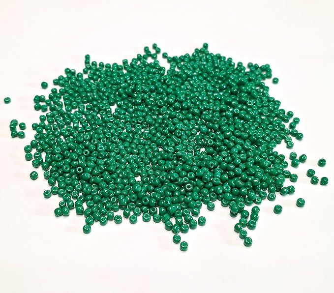 Perlin Glass Seed Beads 2mm 11/0 Round Mini Small Pony Beads 6500pcs for Making Earrings Bracelets Pendants Waist Jewelry DIY Handmade Opaque Color Kit (Dark Green)