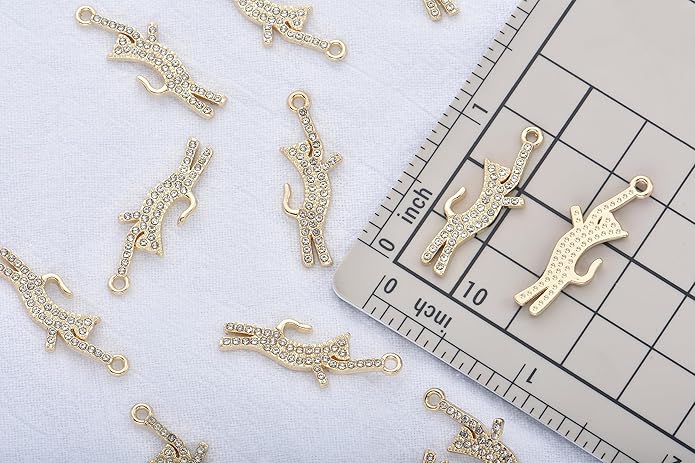 Pack of 20 Rhinestone Charms Gold Plated Pendants Pave Crystal Accessories for Necklace Bracelet Jewelry Making DIY Crafting