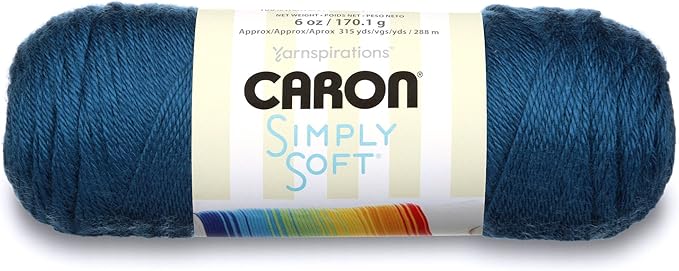 Caron H970039759 Simply Soft Solids Yarn (4) Medium Gauge 100% Acrylic - 6 oz - Blue - Machine Wash & Dry
