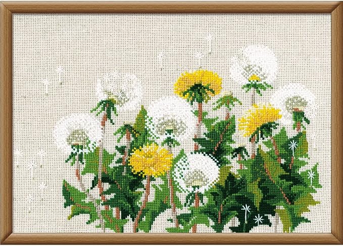 RIOLIS - Dandelions 807, Floral Cross Stitch Kits 11¾"x8¼, Cross Stitch Kits for Beginners & Advanced, Crossstitching Kits Adult, Counted Stitching Kits, Flowers Embroidery Kit