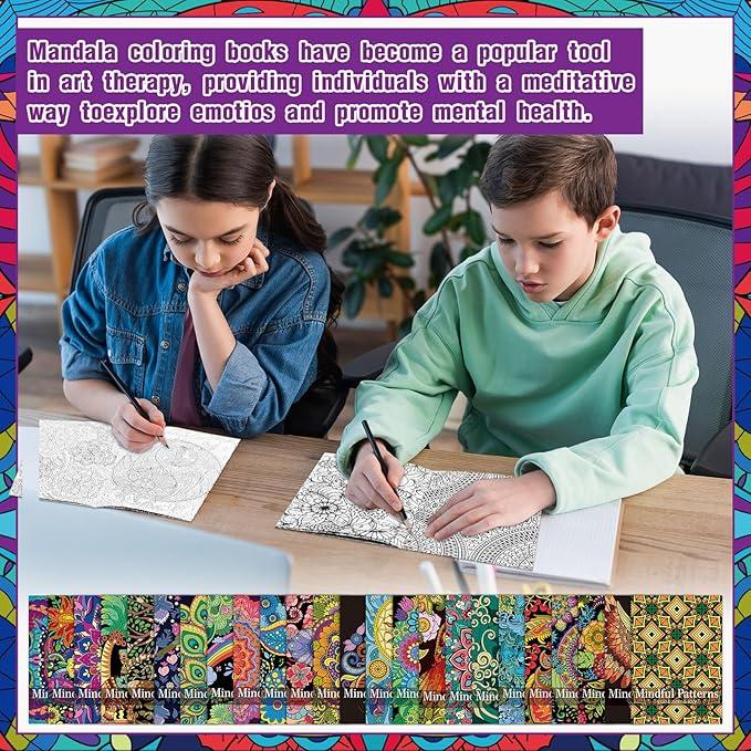 Liliful 144 Pcs Mindful Coloring Book Bulk DIY Art Stress Relief Drawing Book with Mindfulness Patterns for Adults, Party Favors, Goodie Bag Filler and Holiday Gifts