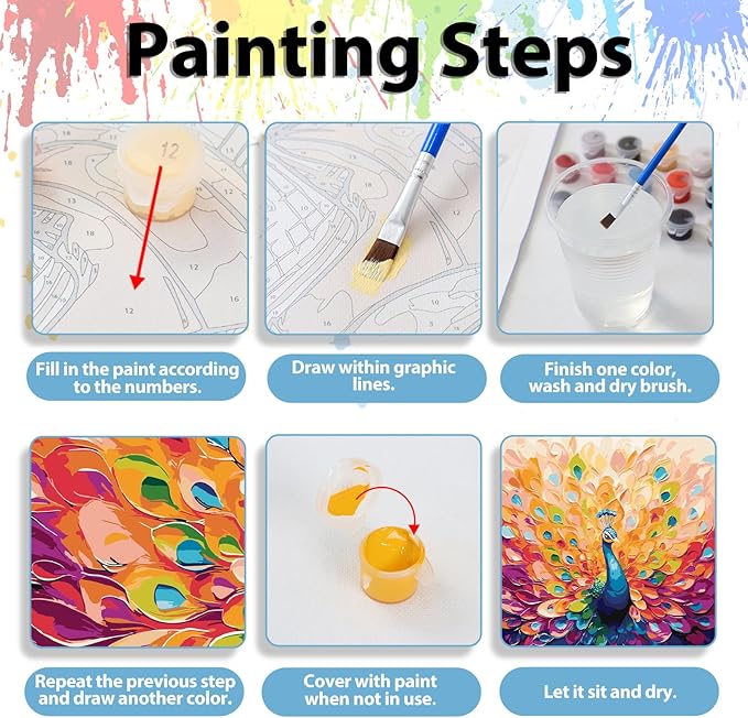 hkejoi Peacock Paint by Number for Adults, Peacock Paint by Numbers Kit for Adults Beginners, Painting by Number DIY Crafts Acrylic for Gift Home Decor 16x16 in