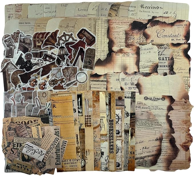 Vintage Aesthetic Scrapbook Supplies Kit with Scrapbook Paper, Stickers, Bookmarks for Scrapbooking, DIY Albums, Junk Journals, Bullet Journals, Dark Academia Aesthetic Decor (Dark3 149 Pcs)