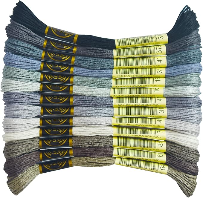 13SKEINS Embroidery Floss - Cross Stitch Threads - Friendship Bracelets Floss - Crafts Floss, Beaver Gray Gradient