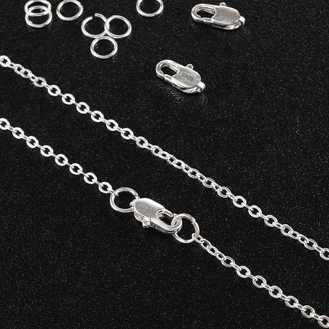 925 Sterling Silver Jewelry Making Lobster Claw 10mm, 23PCS Italian Rectangle Trigger Clasps with Open Jump Rings Set, Small Necklaces Bracelet Connector Clasp Supplies Silver Jewelry Finding Set