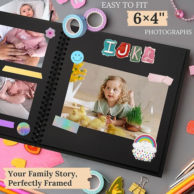 Scrapbook 8x8 Inch DIY Scrapbook Album Hardcover Kraft Paper Scrap Book Photo Albums 40 Pages Perfect for 4x6 / 5x7 Photos Memory Book for Family, Wedding