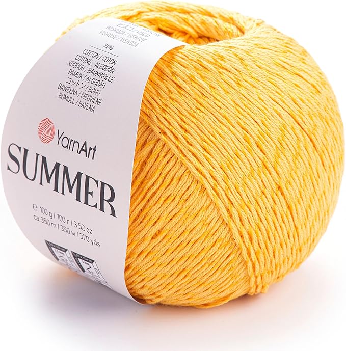 YarnArt Summer – Lightweight Glittery Yarn, 70% Mercerized Cotton, 30% Viscose – Sparkly Knitting & Crochet Yarn for Shawls, Clothes & Accessories (23)