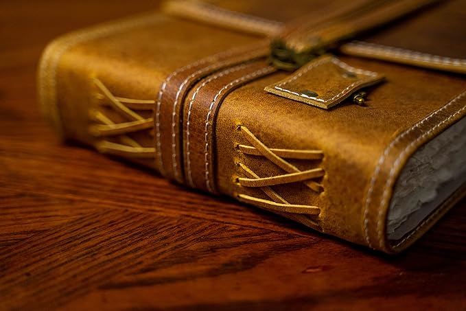 Wanderings Brown Leather Watercolor Journal - 8x10 - Genuine Leather Art Journal with Handmade Deckle Edge Paper - 350 GSM Cold Press Paper - Scrapbook, Watercolor Album, Sketchbook, Drawing Pad