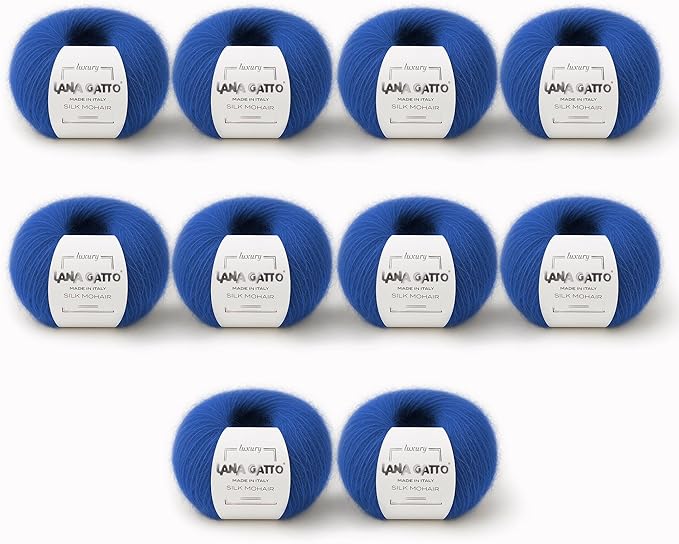 Silk Mohair Luxury Yarns, Premium and Soft Blend for Knitting, Made in Italy (Blue - 30146, 10)