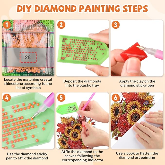 Bowetile Halloween Diamond Art Hanging Kits for Adults, Fall Flowers Diamond Art Suncatchers, 5D Special Shape Diamond Painting Pendant Window Ornament Gifts for Home Door Wall Decor