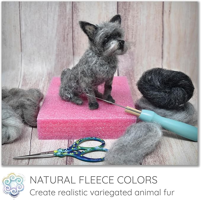 100% Wool - Assorted Wool Roving for Needle Felting, Wet Felting, Felt Painting, Spinning and Blending - Critter Colors