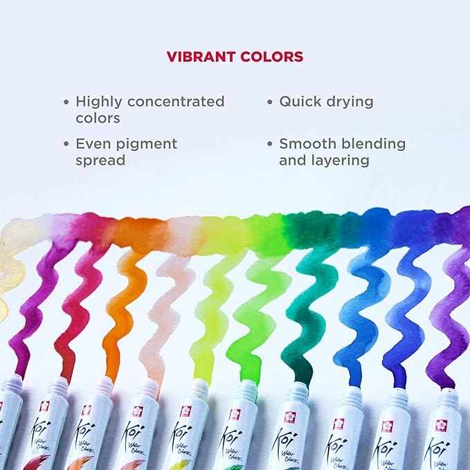 SAKURA Koi Water Color Paint, 12ml Tubes, 12 Color XMW12L-12SET