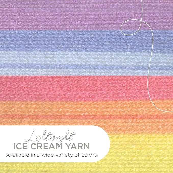 Lion Brand Yarn, Ice Cream Baby Yarn for Knitting, Crochet, and Crafts, Parfait, 3 Pack, DK Weight Colorful Acrylic Fiber for Baby Blankets, Hats, and Sweaters