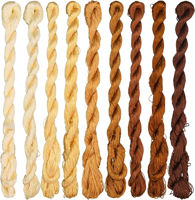 Natural 100% Silk Thread, Handmade Embroidery Thread Silk Floss 9 Colors 110m Each (27)