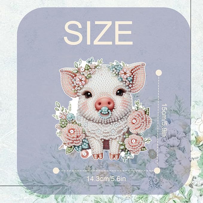 TDFERAN Diamond Painting Pendant Pig Diamond Art Ornaments Animal Pendants Tabletop Decoration Wall Hanging in Living Room Dorridor Diamant Decorations Ornaments Diamond Art Window Pendants