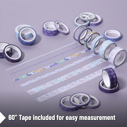 Mr. Pen- Washi Tape Set, 21 Rolls, 5 Yards/Roll, Assorted Sizes, Tide & Bloom Design, Washi Tape for Journaling