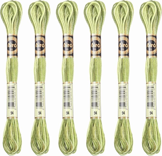 PATIKIL 6 Skeins Embroidery Floss, Polyester Embroidery Threads Bracelets String for Cross-Stitch Hand Embroidery, Grass Green