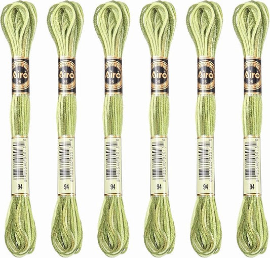 PATIKIL 6 Skeins Embroidery Floss, Polyester Embroidery Threads Bracelets String for Cross-Stitch Hand Embroidery, Grass Green
